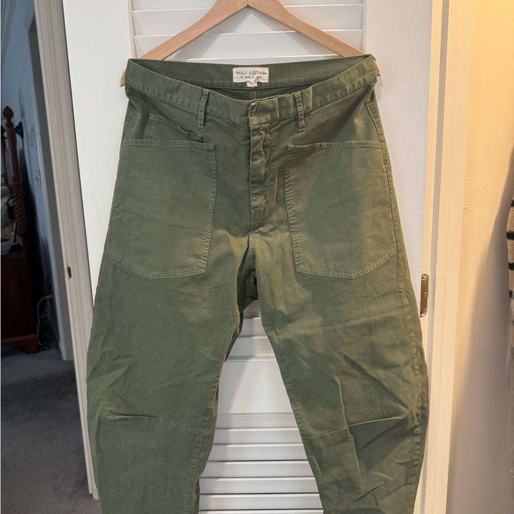 Nili Lotan Shon Mid-Rise Barrel Leg Pant in Camo